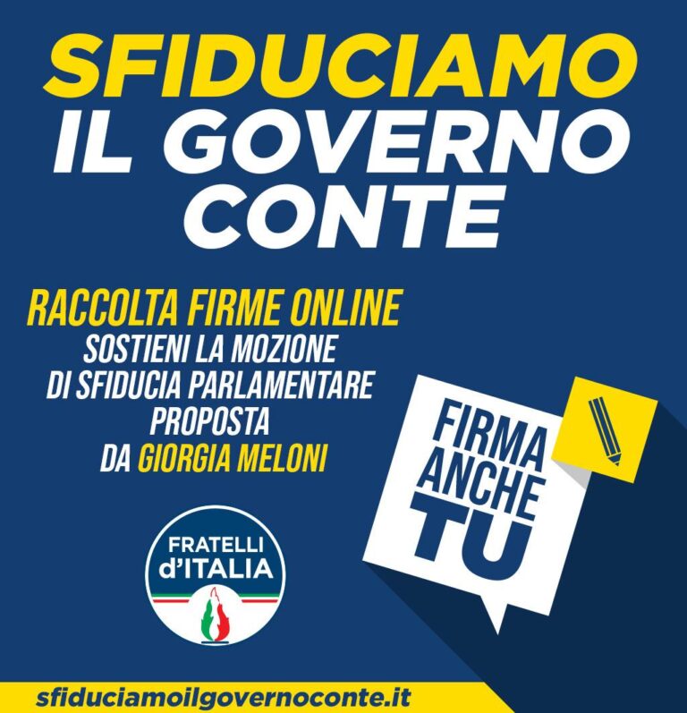Raccolta firme per la mozione di sfiducia al Governo Conte Isabella Rauti